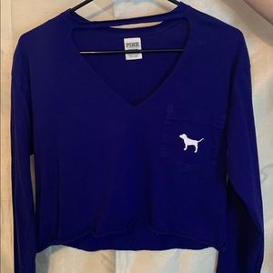 PINK Blue Choke Neck Croptop